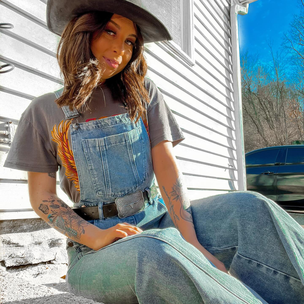 Listicle Undone Flare Denim Overalls - Women's Rompers & Jumpsuits
