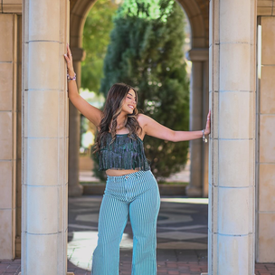 DH Apparel High Rise Wide Leg Striped Stretch Pant - Women's